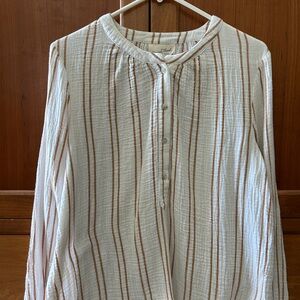 Universal Thread Brown and Tan Long Sleeve Button Down Blouse